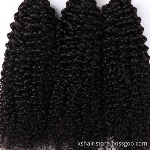 Factory bulk unprocessed raw virgin kinky curly human hair bundles with frontal and closure kinky curly hair